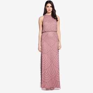 Adrianna Papell ART DECO Beaded Dress with Halter Neckline NWT